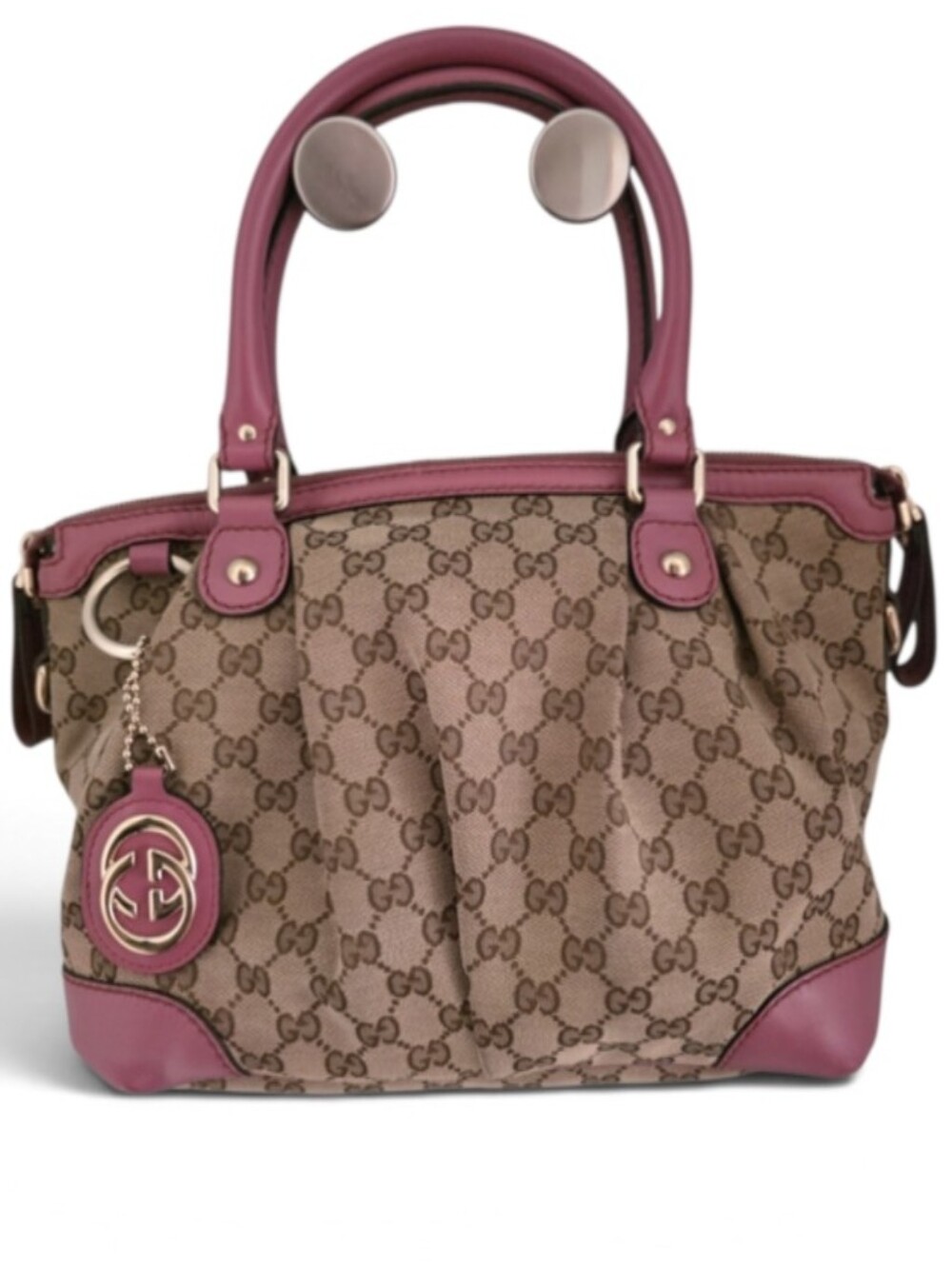 Gucci Canvas GG Sukey Satchel/Shoulder Bag W/COA